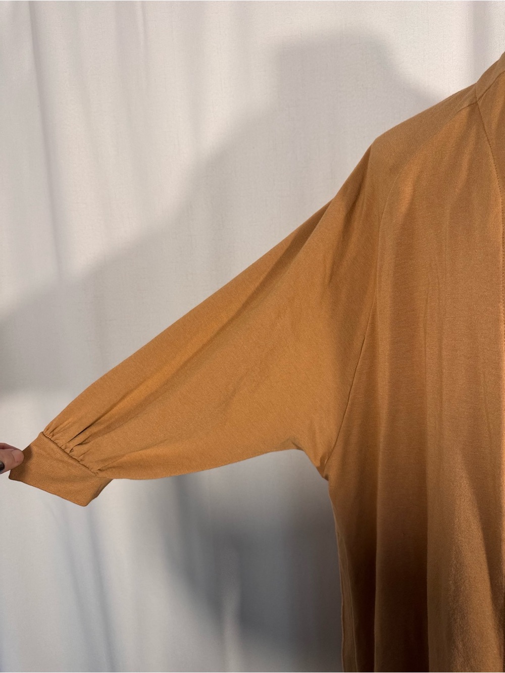 Cuyana Camel Organic Pima Cotton Long Open Front Cardigan - Picture 6 of 9